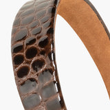 Jennifer Behr - Embossed Leather Cruz Headband -- Brown Croc