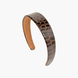 Jennifer Behr - Embossed Leather Cruz Headband -- Brown Croc