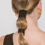 Jennifer Behr - Embossed Mini Leather Ponywrap -- Brown Croc