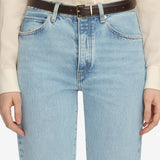 FRAME - The Leather Square Buckle Belt -- Dark Brown