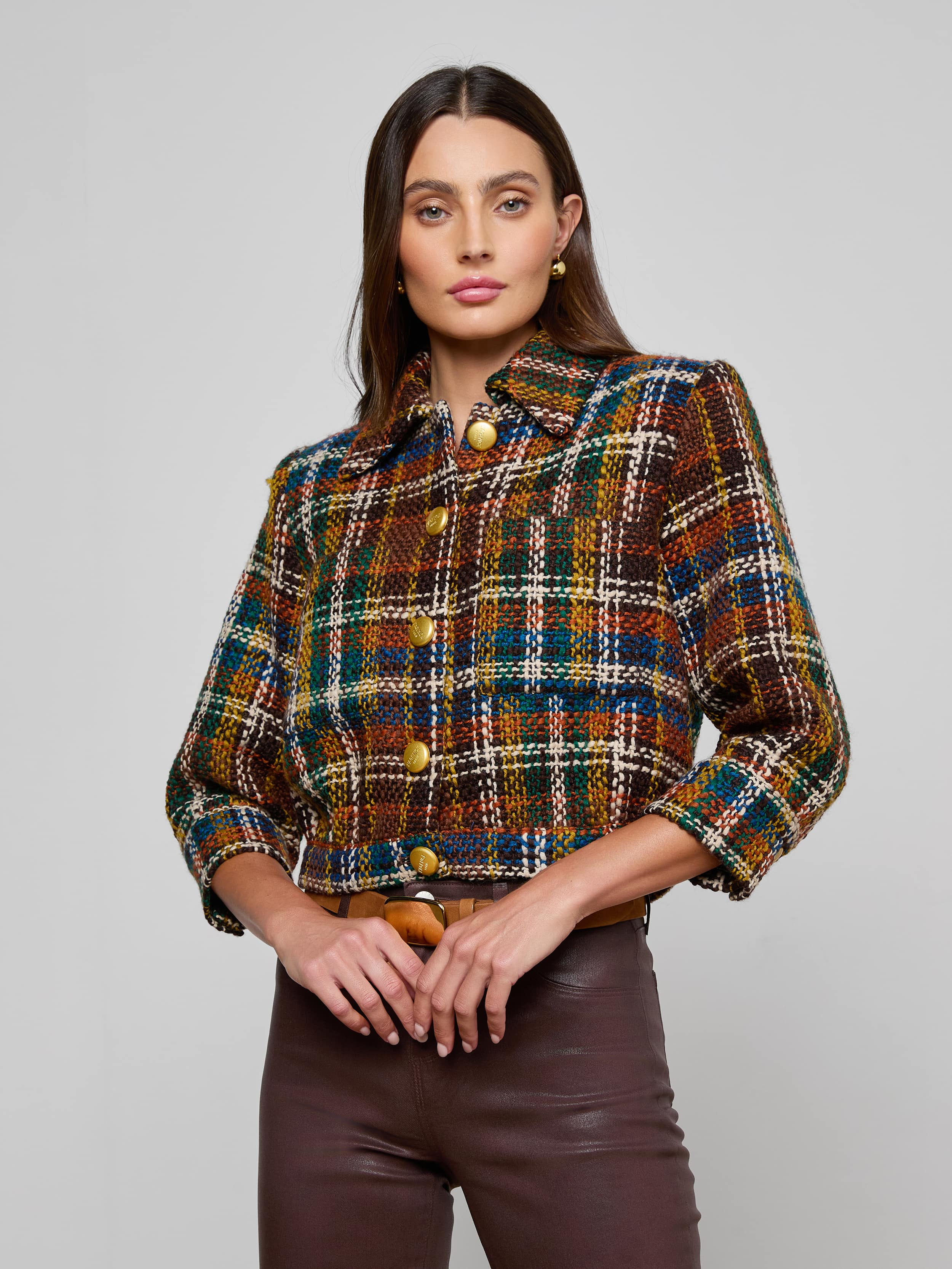 L'AGENCE - Jia Cropped Tweed Jacket – The Iconic Issue