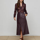 L'AGENCE - Robyn Vegan Leather Midi Skirt