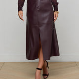 L'AGENCE - Robyn Vegan Leather Midi Skirt