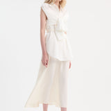ROHE - Poplin silk combined gilet-dress | optic white