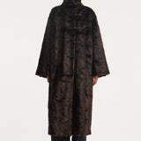 ROHE - Mandarin faux fur coat | dark brown