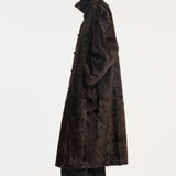 ROHE - Mandarin faux fur coat | dark brown