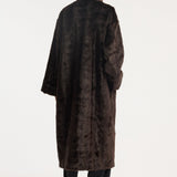 ROHE - Mandarin faux fur coat | dark brown