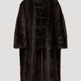 ROHE - Mandarin faux fur coat | dark brown
