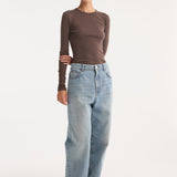 ROHE - Fine merino long sleeve | brown melange