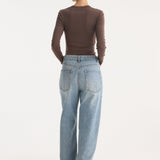 ROHE - Fine merino long sleeve | brown melange