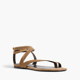 Khaite - Aimee Ankle Strap Flat Sandal in Taupe Suede