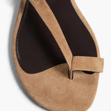 Khaite - Aimee Ankle Strap Flat Sandal in Taupe Suede