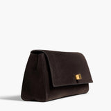 Khaite - Audrey Clutch in Dark Brown Suede