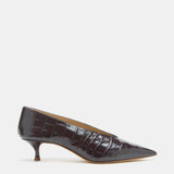 Le Monde Beryl - Babouche Kitten / Coco Brown Leather Croc Effect