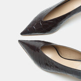 Le Monde Beryl - Babouche Kitten / Coco Brown Leather Croc Effect