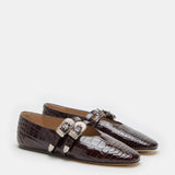 Le Monde Beryl - Claudia Slipper / Coco Brown Leather Croc Effect