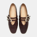 Le Monde Beryl - Claudia Slipper / Coco Brown Leather Croc Effect