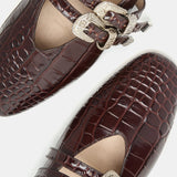Le Monde Beryl - Claudia Slipper / Coco Brown Leather Croc Effect