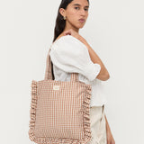 Loeffler Randall - Justine Brown Gingham Ruffle Tote