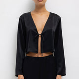 Leset - Barb Long Sleeve Tie Top