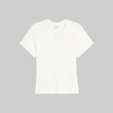 Leset - Pointelle Short Sleeve Cardigan