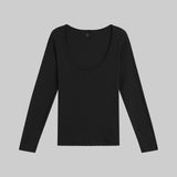 Leset - Pointelle Long Sleeve Scoop Neck