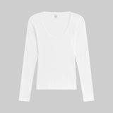Leset - Pointelle Long Sleeve Scoop Neck