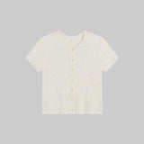 Leset - Pointelle Short Sleeve Cardigan