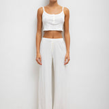 Leset - Pointelle Crop Button Scoop Neck Tank