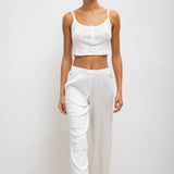 Leset - Pointelle Crop Button Scoop Neck Tank