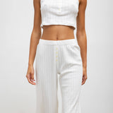 Leset - Pointelle Crop Button Scoop Neck Tank