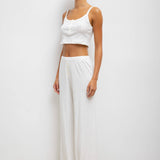 Leset - Pointelle Crop Button Scoop Neck Tank