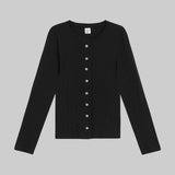 Leset - Pointelle Classic Crew Cardigan