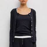 Leset - Pointelle Classic Crew Cardigan