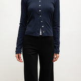 Leset - Pointelle Classic Crew Cardigan