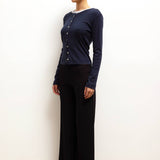 Leset - Pointelle Classic Crew Cardigan