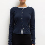 Leset - Pointelle Classic Crew Cardigan