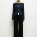 Leset - Pointelle Classic Crew Cardigan