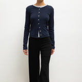 Leset - Pointelle Classic Crew Cardigan