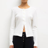 Leset - Pointelle Classic Crew Cardigan