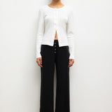 Leset - Pointelle Classic Crew Cardigan