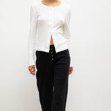 Leset - Pointelle Classic Crew Cardigan