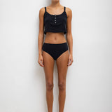 Leset - Pointelle Crop Button Scoop Neck Tank