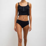 Leset - Pointelle Crop Button Scoop Neck Tank