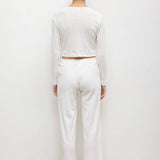 Leset - Pointelle Crop Cardigan