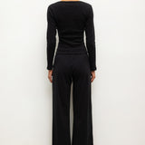 Leset - Pointelle Long Sleeve Scoop Neck