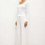 Leset - Pointelle Long Sleeve Scoop Neck