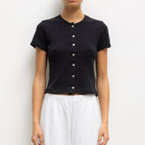 Leset - Pointelle Short Sleeve Cardigan