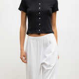 Leset - Pointelle Short Sleeve Cardigan