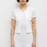 Leset - Pointelle Short Sleeve Cardigan